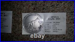 2016 Africa series (Pacific) Giraffe silver 1oz antique finish