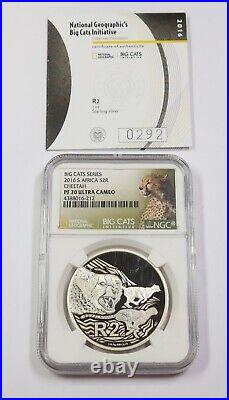 2016 NGC PF70 UCAM SOUTH AFRICA Sterling Silver 925 Cheetah 2R Coin #38652C
