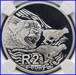 2016 S. Africa Big Cats-Cheetah 1oz. 925 Fine Silver-NGC PF 70 Ultra Cameo