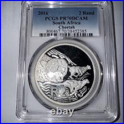 2016 S. Africa Silver 2 Rand Cheetah PCGS PR70DCAM