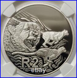 2016 South Africa 1 oz Silver 2 Rands Cheetah NGC PF-70 UCAM