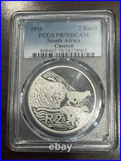 2016 South Africa 2 Rand Silver Cheetah PCGS PR70DCAM