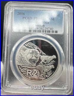 2016 South Africa Silver 2 Rand Cheetah PCGS 69 DCAM