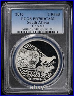 2016 South Africa Silver Proof 2 Rand Cheetah PCGS PR70 DCAM