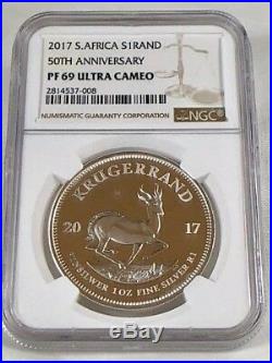 2017 1 OZ PROOF SILVER KRUGERRAND NGC PF69 ULTRA CAMEO With COA