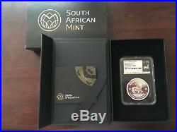 2017 1 Oz South Africa Silver Krugerrand Pf70 Uc First Release Black Core Holder