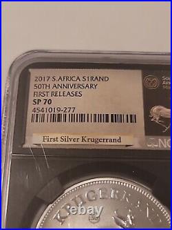 2017 1 Oz South Africa Silver Krugerrand Sp70 Uc First Release