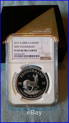 2017 1oz Silver PROOF krugerrand NGC PF69 Ultra Cameo 50th Anniversary Privy