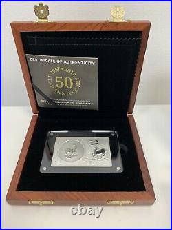 2017 50 Year Anniversary Of The Krugerrand 2oz Silver Bar with BOX & COA