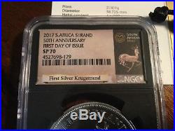 2017 Krugerrand South Africa Premium FIRST DAY ISSUE Silver SP70 50th FDI
