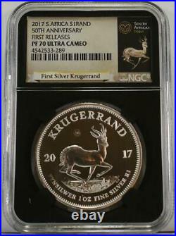 2017 R1 1 Ounce Proof Silver South Africa Krugerrand NGC PF 70 UC First Releases