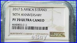 2017 SA Silver Proof Krugerrand 50th Anniversary NGC PF70 UC LOW LOW COA# 212
