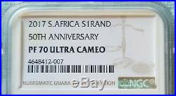 2017 SA Silver Proof Krugerrand 50th Anniversary NGC PF70 UC LOW LOW COA#749
