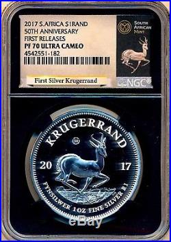 2017 SILVER PROOF KRUGERRAND PF70 FIRST RELEASE 50th ANNIVERSARY S1RAND CAMEO $