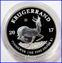 2017 SILVER SOUTH AFRICA PROOF KRUGERRAND 1 oz 50th ANNIVERSARY BOX COA