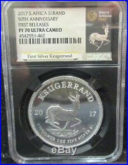 2017 SOUTH AFRICA 50th ANNIVERSARY SILVER KRUGERRAND NGC PF70UC FIRST RELEASES