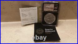2017 S AFRICA SILVER KRUGERRAND FDI (First Day Of Issue) NGC SP69 Black Core
