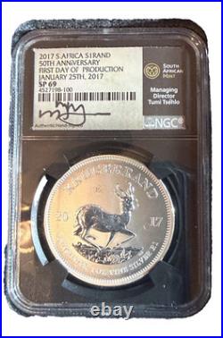 2017 S. Africa $1 Rand Silver NGC SP70 Krugerrand Coin