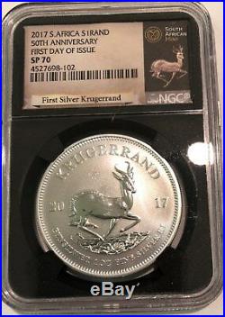 2017 S. Africa 50th Anniversary Silver Krugerrand NGC SP 70 First Day of Issue