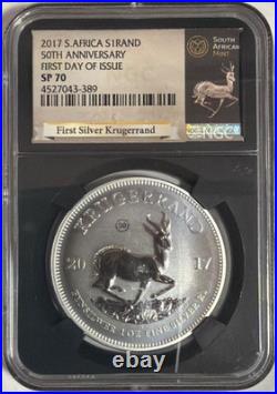 2017 S. Africa Krugerrand 50th Anniv. First Day Of Issue S1kr Ngc Sp70