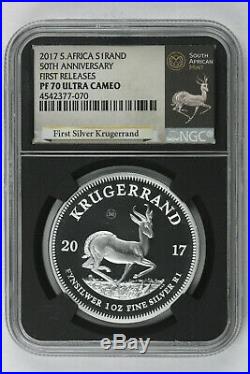 2017 S. Africa Silver Krugerrand 50th Anniversary NGC First Releases PF70UC