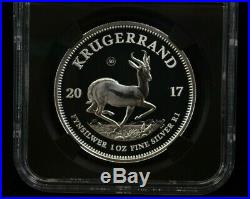 2017 S. Africa Silver Krugerrand Proof PF70 Ultra Cameo 1st Releases Black Core