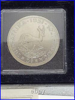 2017 Silver Krugerrand Anniv. & 1951-53 Five Schilling Springbok Set Coa #23 OGP