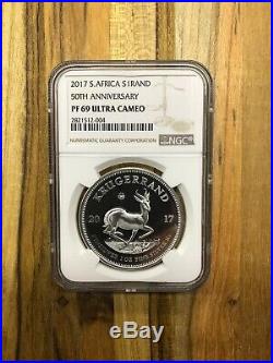 2017 Silver Krugerrand Proof 50th Anniversary Coin PF 69 UC No Reserve