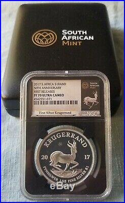 2017 Silver Proof Krugerrand NGC PF70 UC FIRST RELEASES 50th Anniversary ALL OMP