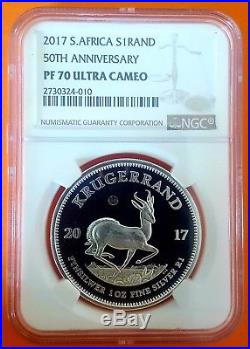 2017 Silver Proof Krugerrand NGC PF70 ULTRA CAMEO Perfect 50th Anniversary