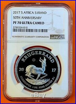 2017 Silver Proof Krugerrand NGC PF70 ULTRA CAMEO Perfect 50th Anniversary