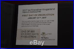 2017 Silver SP70 Krugerrand First Day of Production Tumi Signed TOP POP 600