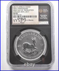 2017 South Africa 1 Krugerrand Silver FDOP Tsehlo SP69 NGC 4291