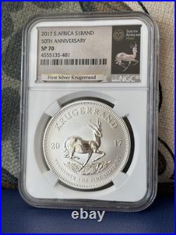 2017 South Africa 1 Rand Krugerrand 50th Ann 50 Privy NGC SP70 RP. 999 Silver