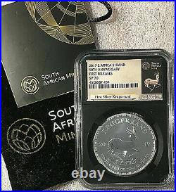 2017 South Africa 1 Rand Silver Krugerrand 50th Anniversary NGC SP70 FR