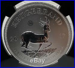 2017 South Africa 1 oz Silver Krugerrand $1 Rand 50th Anniversary FDI, NGC SP 70