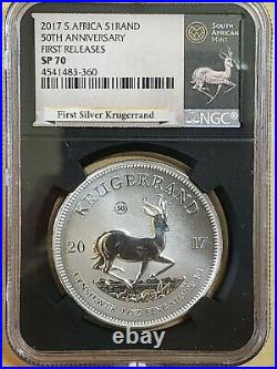 2017 South Africa 1 oz Silver Krugerrand 50th Anniversary NGC SP70 First Release