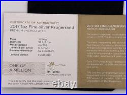 2017 South Africa 1 oz Silver Krugerrand Coin with Certificate of Authenticity