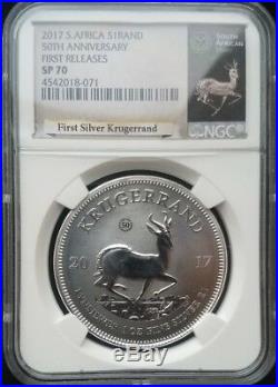 2017 South Africa 1oz Silver Krugerrand Privy Mark NGC First Release SP70