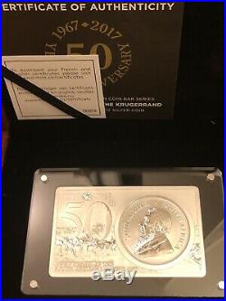 2017 South Africa 3 oz Silver 50th Anniv of the Krugerrand Coin & Bar COA/BOX