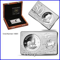 2017 South Africa 3 oz Silver 50th Anniv of the Krugerrand Coin & Bar Serial#3