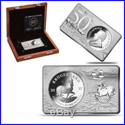 2017 South Africa 3 oz Silver 50th Anniv of the Krugerrand Coin & Bar Set withBox