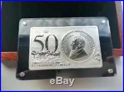 2017 South Africa 3 oz Silver 50th Anniv of the Krugerrand Coin & Bar Set withBox