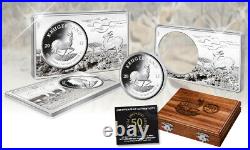 2017 South Africa 3 oz Silver 50th Anniversary Krugerrand Coin & Bar Set withBox
