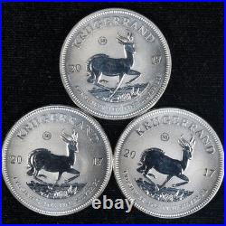 2017 South Africa 3 x 1 Ounce Silver Krugerrand Reverse Finish 50th Anniversary