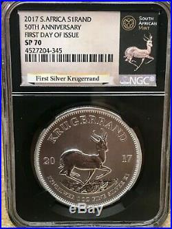 2017 South Africa 50th Ann. Silver Krugerrand NGC SP 70 FDI Issue Price $249