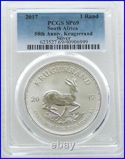 2017 South Africa 50th Anniversary Krugerrand Privy Silver 1oz Coin PCGS SP69