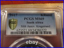 2017 South Africa 50th Anniversary Silver Krugerrand PCGS Graded MS69