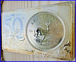 2017 South Africa Krugerrand 50th Anniversary 3 oz Silver Coin-Bar #0079
