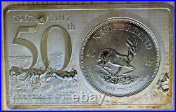 2017 South Africa Krugerrand 50th Anniversary 3 oz Silver Coin-Bar #0079
